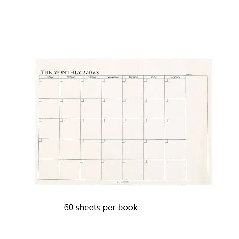 Simple Tearable Monthly Planner Notepad for Students