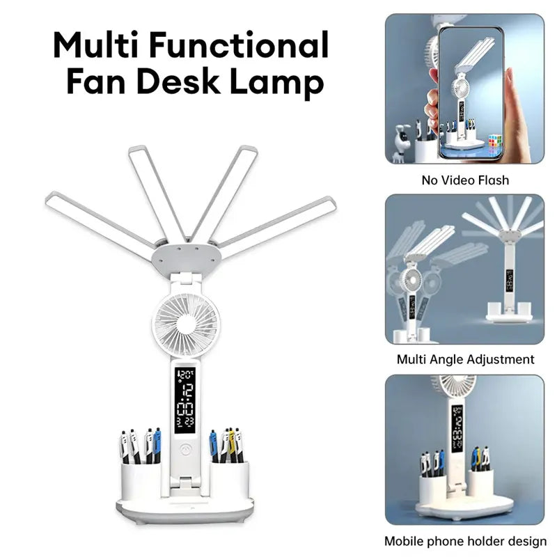 Beam Desk Lamp with Fan & Clock