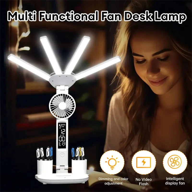 Beam Desk Lamp with Fan & Clock