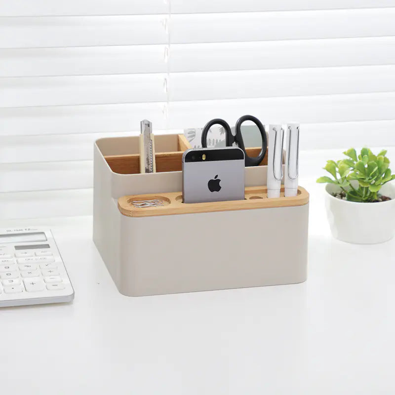 Japandi Bamboo Desk Organizer