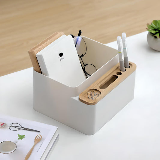 Japandi Bamboo Desk Organizer